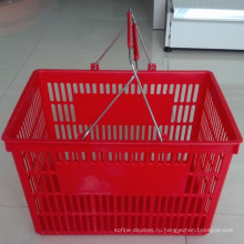 Обычные плоские корзины для покупок для супермаркетов с покрытыми ручками
